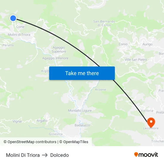 Molini Di Triora to Dolcedo map