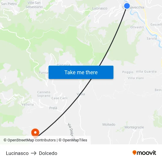 Lucinasco to Dolcedo map