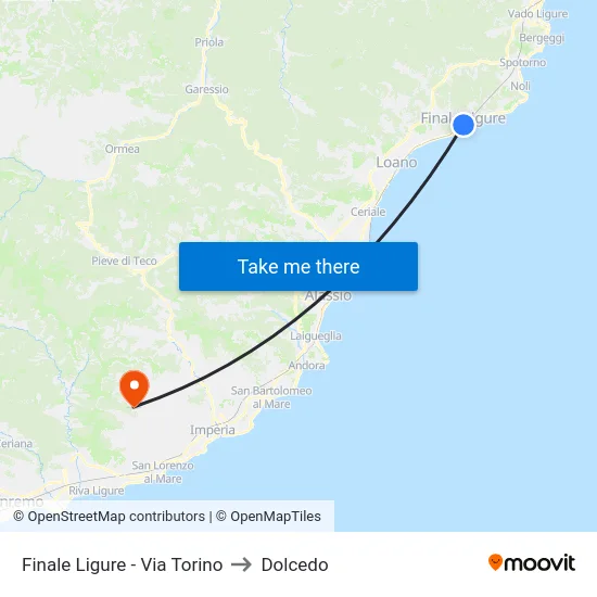 Finale Ligure - Via Torino to Dolcedo map