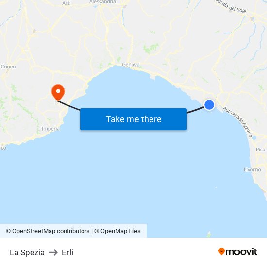 La Spezia to Erli map