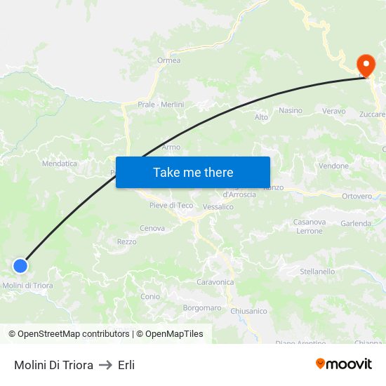 Molini Di Triora to Erli map