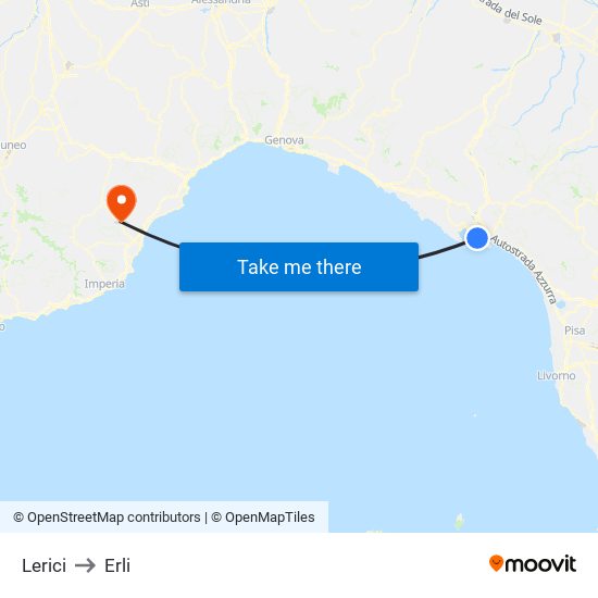 Lerici to Erli map