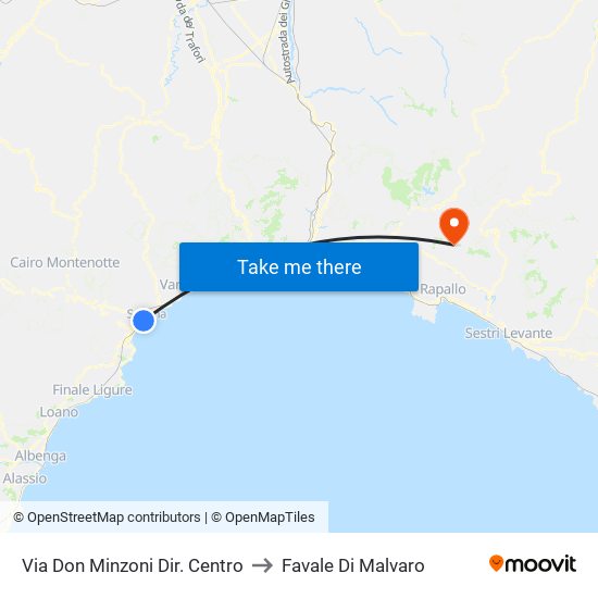 Via Don Minzoni 31 to Favale Di Malvaro map