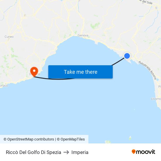 Riccò Del Golfo Di Spezia to Imperia map