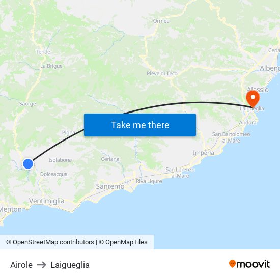 Airole to Laigueglia map