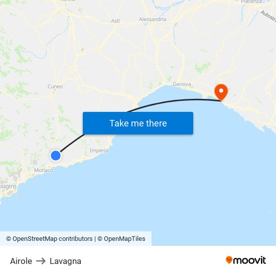 Airole to Lavagna map