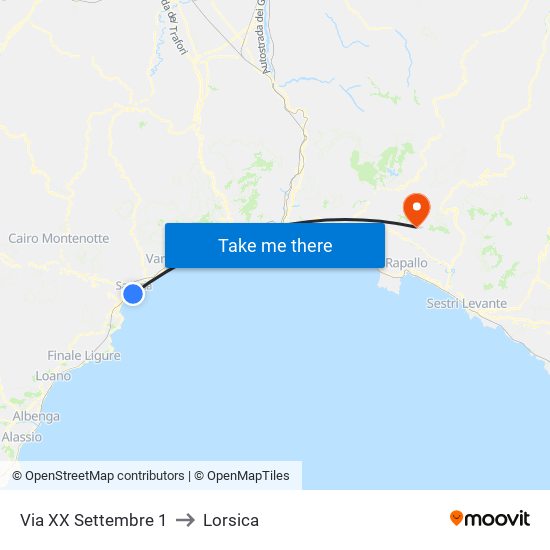 Via XX Settembre 2 to Lorsica map