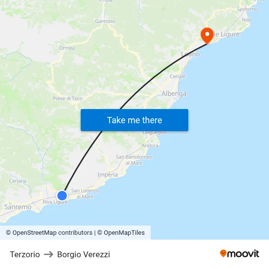 Terzorio to Borgio Verezzi map