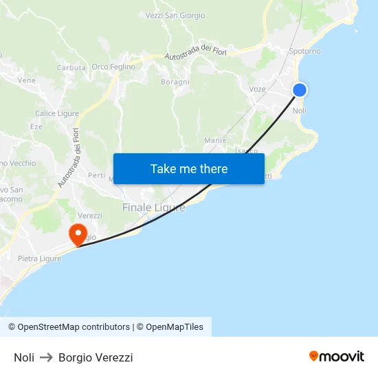 Noli to Borgio Verezzi map