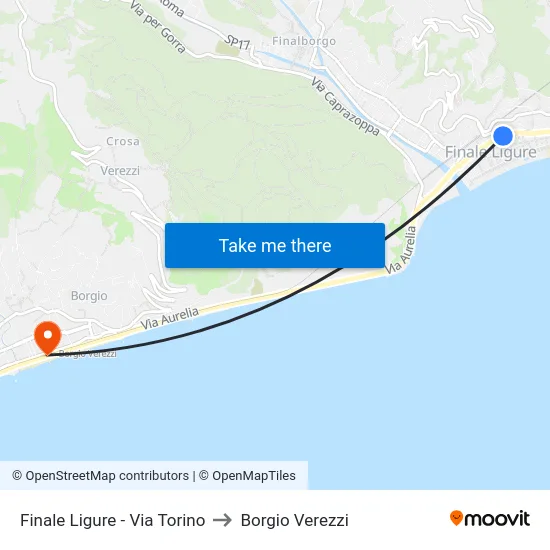 Finale Ligure - Via Torino to Borgio Verezzi map