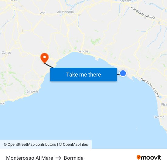 Monterosso Al Mare to Bormida map