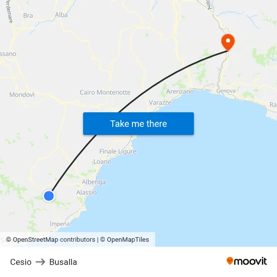 Cesio to Busalla map