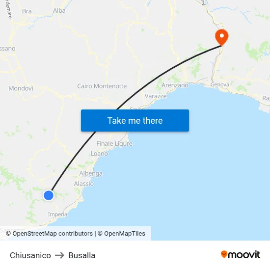 Chiusanico to Busalla map
