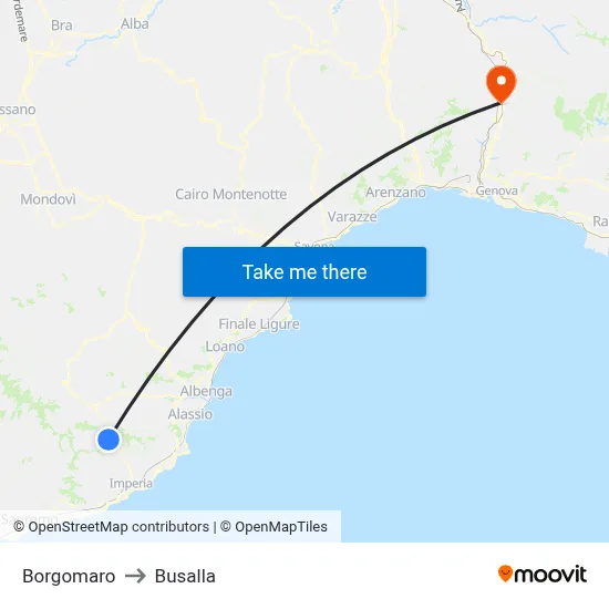 Borgomaro to Busalla map