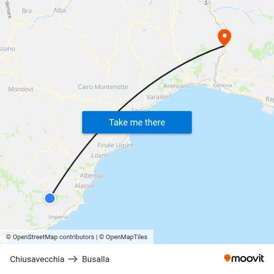 Chiusavecchia to Busalla map