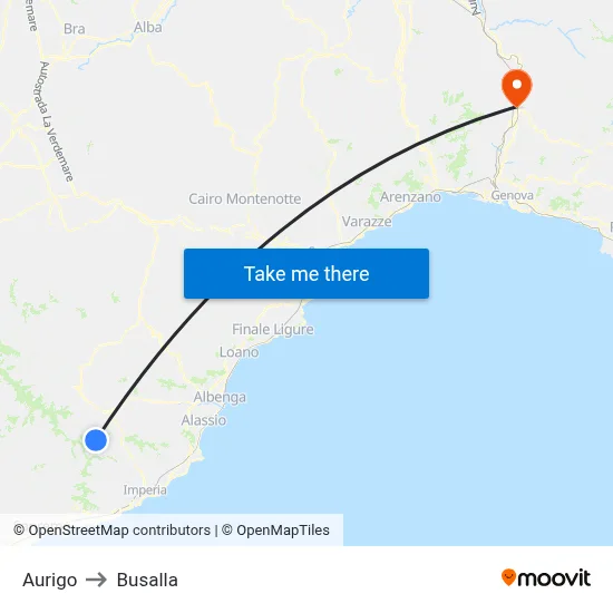 Aurigo to Busalla map
