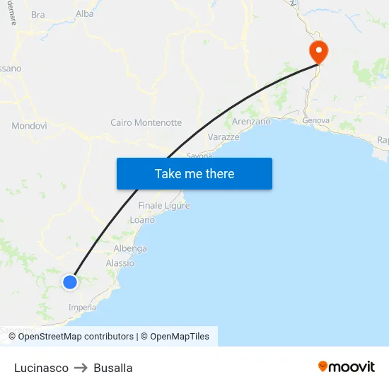 Lucinasco to Busalla map