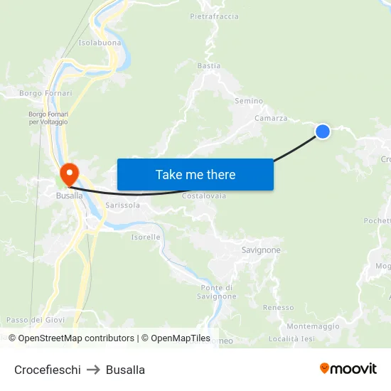 Crocefieschi to Busalla map