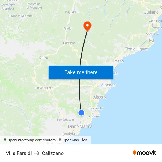 Villa Faraldi to Calizzano map