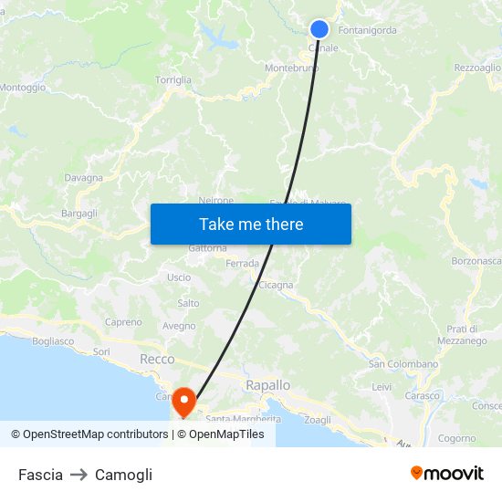 Fascia to Camogli map