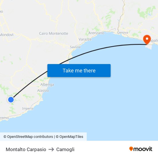 Montalto Carpasio to Camogli map