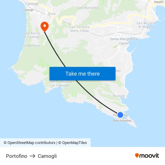 Portofino to Camogli map
