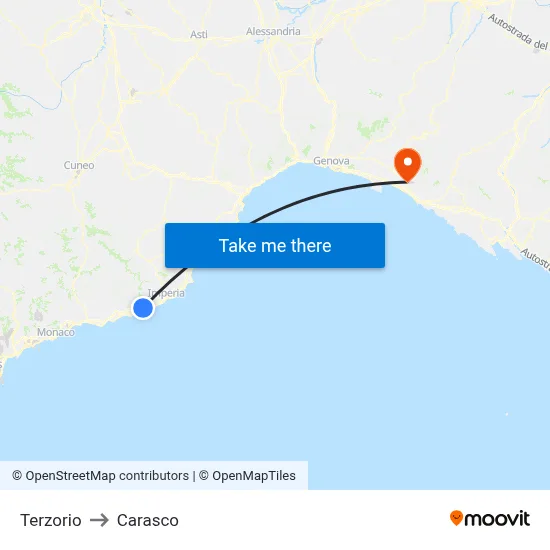 Terzorio to Carasco map