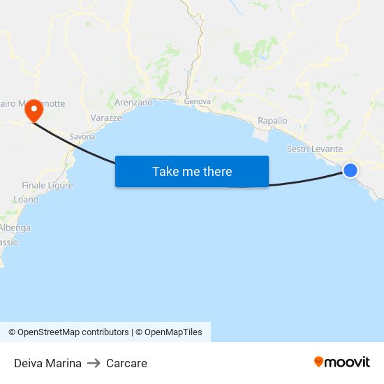 Deiva Marina to Carcare map