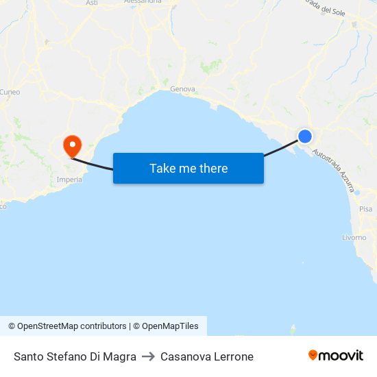 Santo Stefano Di Magra to Casanova Lerrone map