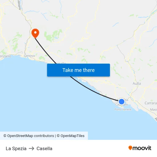 La Spezia to Casella map