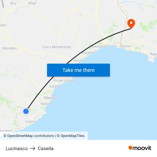 Lucinasco to Casella map