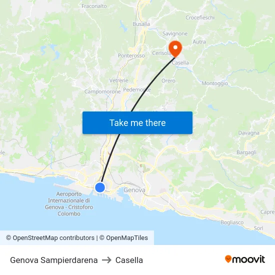 Genova Sampierdarena to Casella map