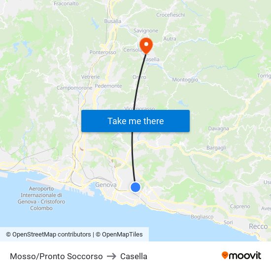 Mosso/Pronto Soccorso to Casella map