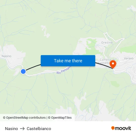 Nasino to Castelbianco map