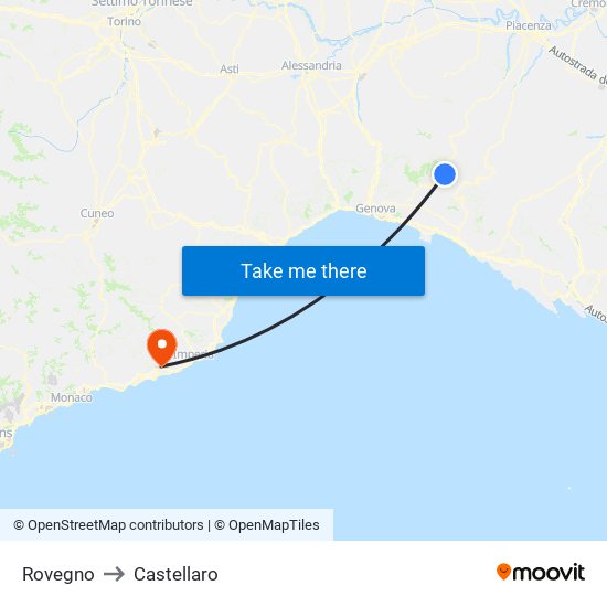 Rovegno to Castellaro map