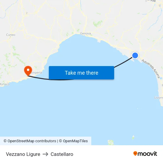 Vezzano Ligure to Castellaro map