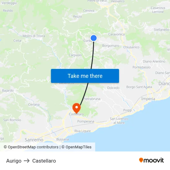 Aurigo to Castellaro map