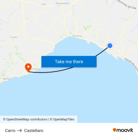 Carro to Castellaro map