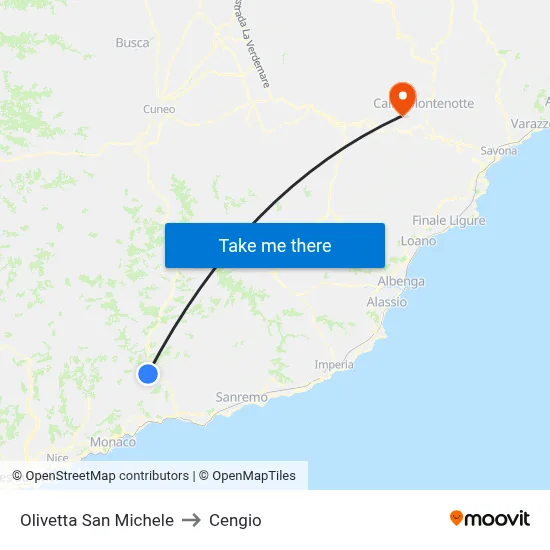 Olivetta San Michele to Cengio map
