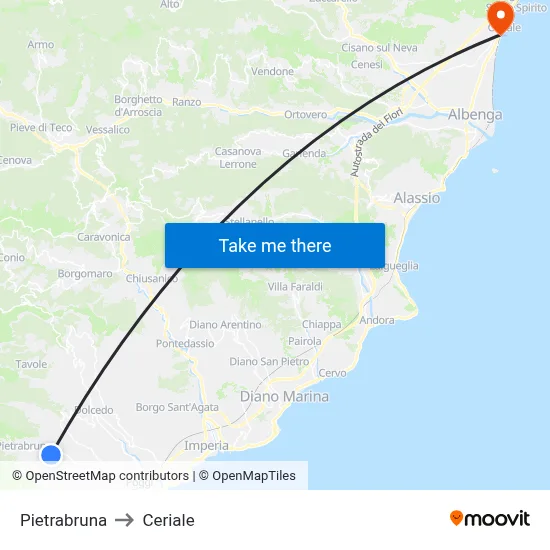 Pietrabruna to Ceriale map