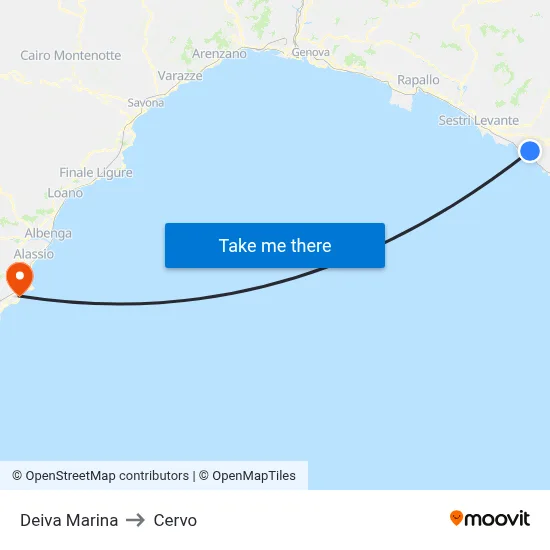 Deiva Marina to Cervo map