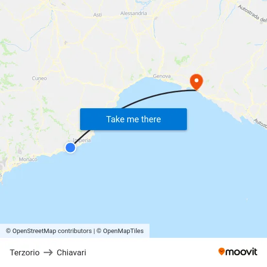 Terzorio to Chiavari map