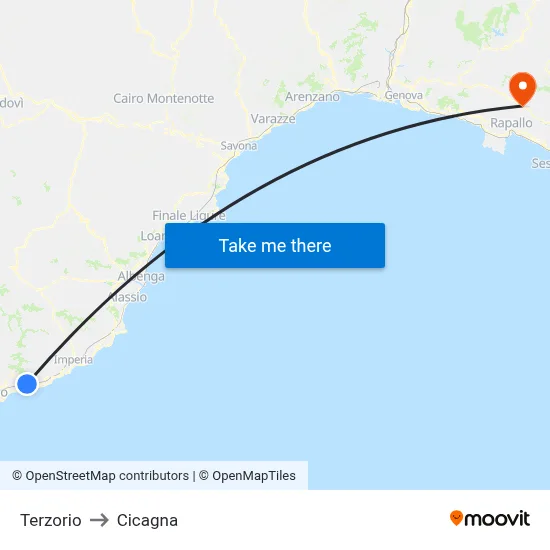 Terzorio to Cicagna map