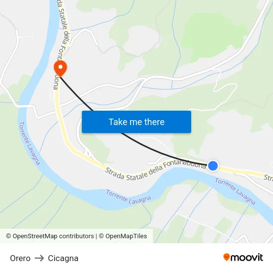 Orero to Cicagna map