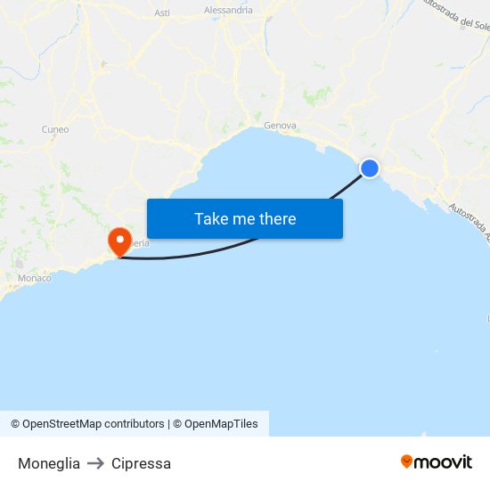 Moneglia to Cipressa map