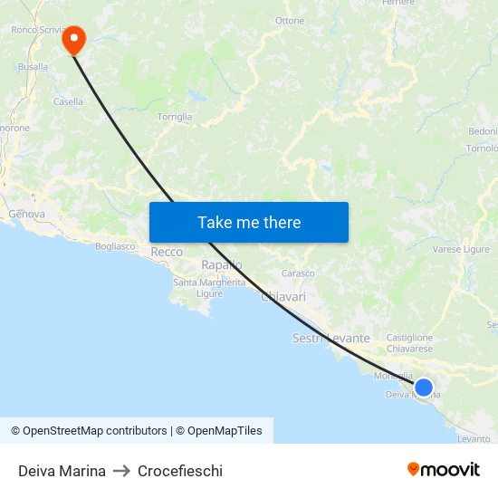 Deiva Marina to Crocefieschi map
