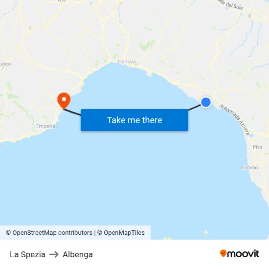 La Spezia to Albenga map