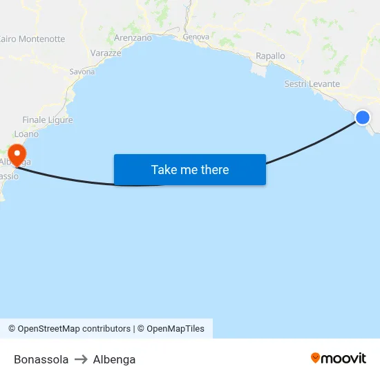 Bonassola to Albenga map