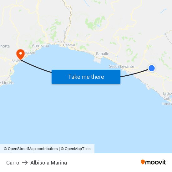 Carro to Albisola Marina map