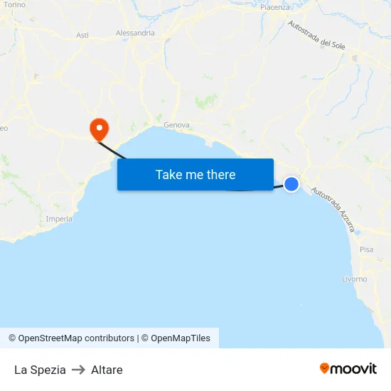 La Spezia to Altare map